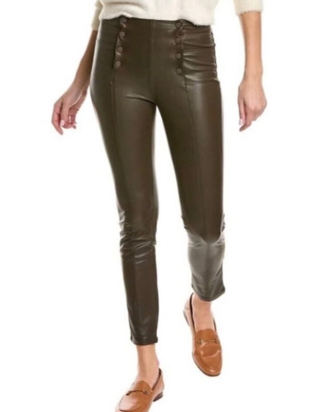 J.McLaughlin Women’s Chocolate Brown Faux Vegan Leather Sailor Pants